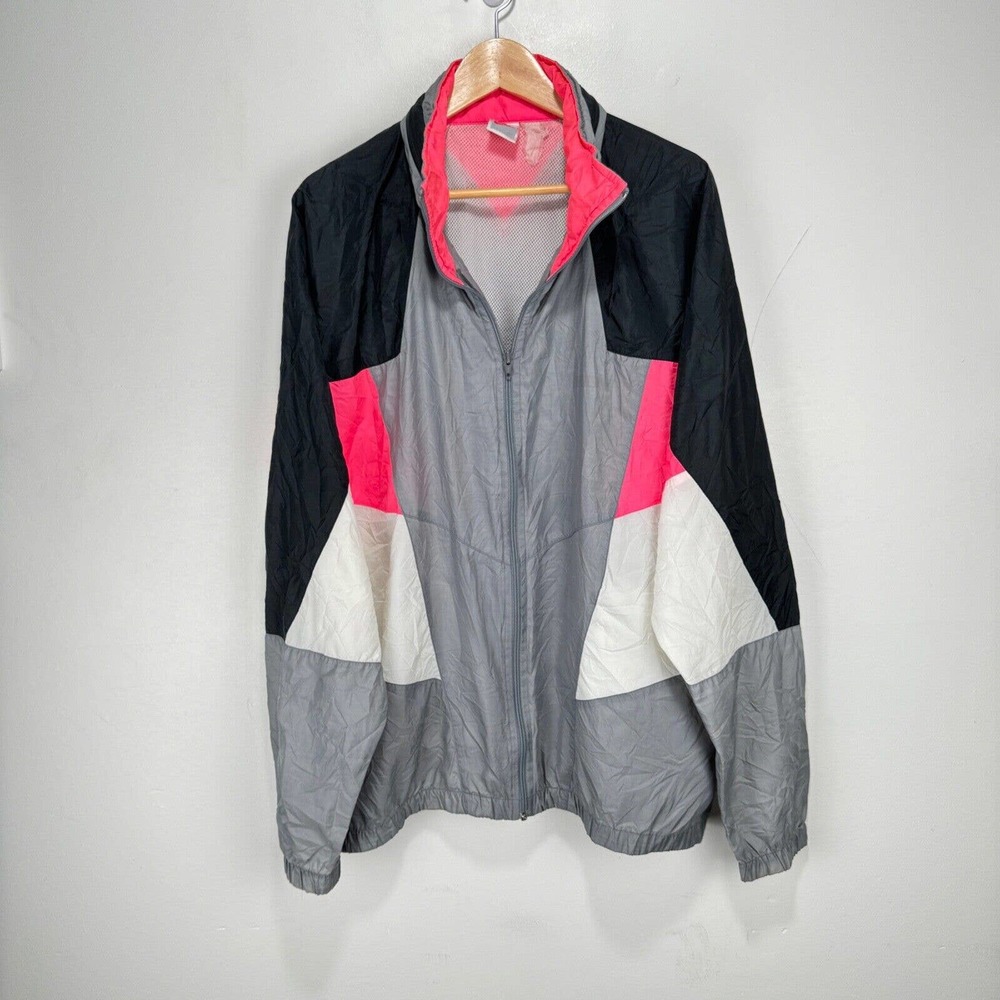 VTG Nike Windbreaker Jacket Men XL Gray Pink White 90s Gray Tag Tennis Agassi